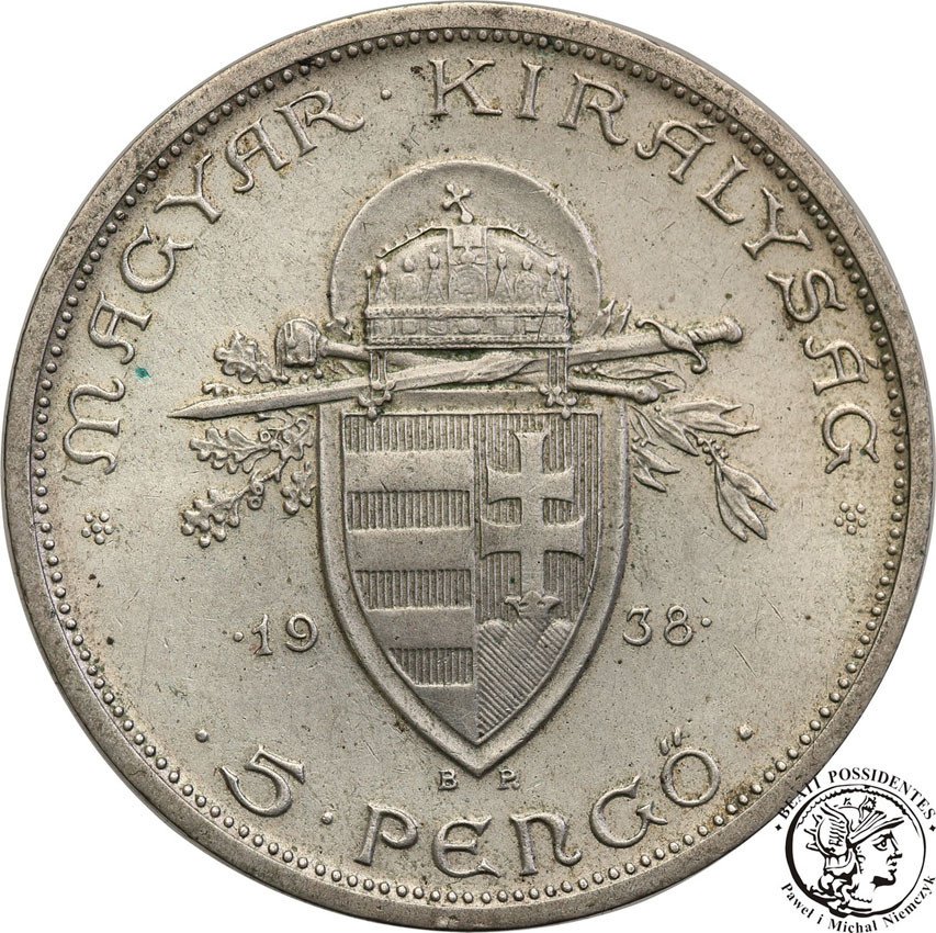Węgry. 5 pengo 1938